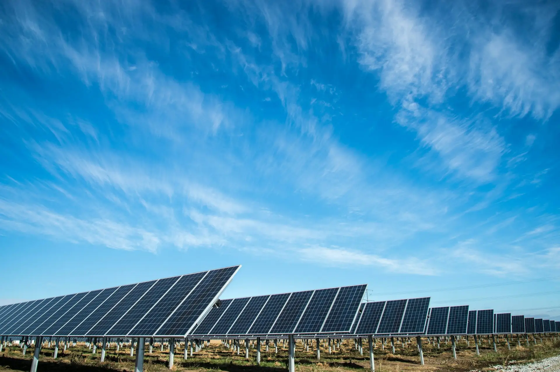 Commercial Solar Array under a blue sky